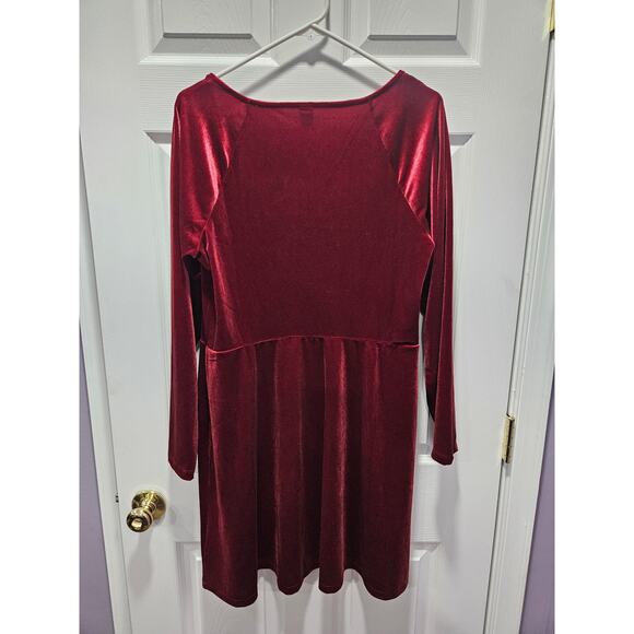 Old Navy Red Velvet Holiday Dress Jewel Tone Romantic Winter Size XL - Picture 3 of 5